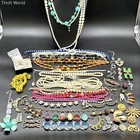 Vintage Costume Jewelry Lot Broken Repair Craft Upcycle Necklaces Brooches 40+pc