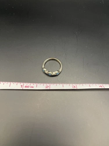 Vintage Silver and Turquoise Ring 3 Stone Band Style Size 6.5