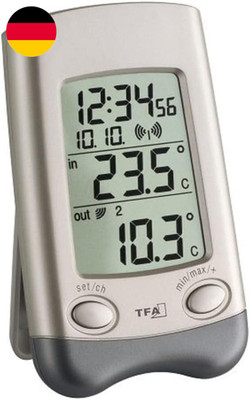 TFA Dostmann Wave Funk-Thermometer, Außentemperatur, Innentemperatur, Höchst- Un