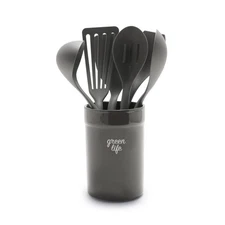 GreenLife COOKING TOOLS AND UTENSILS, 7 PIECE KITCHEN SET CERAMIC CROCK HOLDER