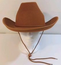 Cowboy Southwestern Cowgirl Hat Womens Camel Cognac Faux Suede Wide Brim Tie
