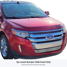 For Ford Edge 11-14 1-Pc Chrome Polished 8x6 mm Horizontal Billet Bumper Grille