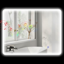 HOMCOM Specchio Bagno LED con Bluetooth e Illuminazione Regolabile 90x70x3.5 cm