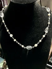 Silpada Freshwater Pearl Clear Quartz 925 Sterling Silver Bead Necklace