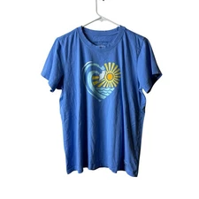 Life Is Good Blue Heart Sun Waves Graphic Short Sleeve Tee T-shirt Size Large