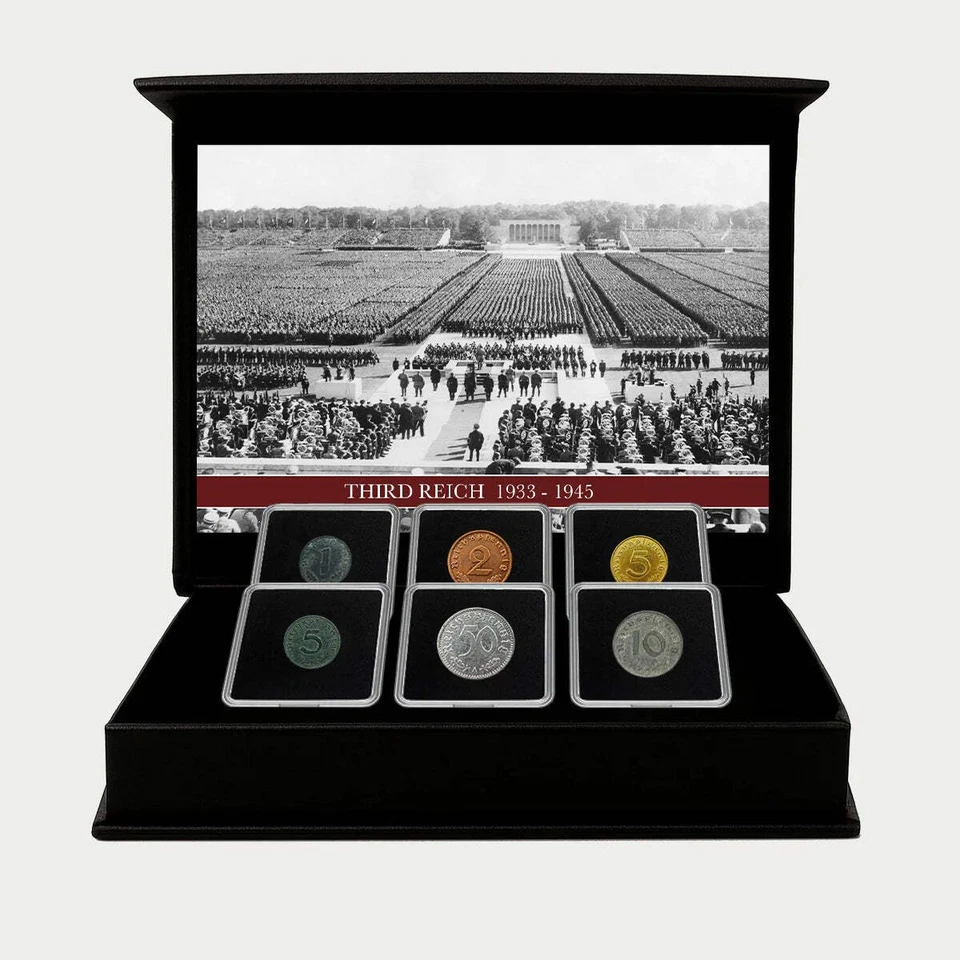 IMPACTO COLECCIONABLES - 6 monedas alemanas de la Segunda Guerra Mundial (1936-1945) | Juego de certificado de autenticidad del Tercer Reich Foto 3 de 4