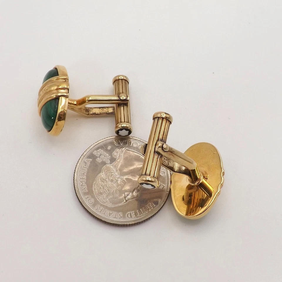 Мужские запонки Montblanc Германия чистое серебро золото вермей малахит сплошной - Изображение 2 из 4