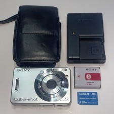 Sony Cyber-Shot DSC-W55 7.2MP Digital Camera Silver w/ Charger Battery Tested