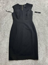 Tahari ASL Cutout Front Bodycon Crepe Dress Women 4 Black Zipper Back Sleeveless
