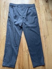 Vintage Drawstring Viscose Polyester Trousers Grey Men's