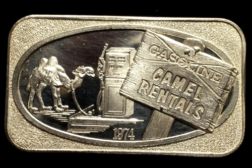 Vintage 1 Oz. .999 Fine Silver Art Bar "Camel Rentals"     US Silver Corp. 1974
