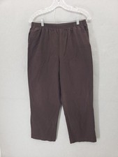 Alfred Dunner Pants Womens 12 Brown Pull On Straight Leg Stretch Casual Pocket