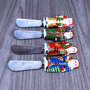 Radko Holiday Santa Cheese Butter Knives Set of 4 Christmas Spreaders