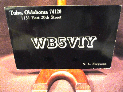 Vintage 1970s QSL Radio Card WB5VIY, N. L. FERGUSON, TULSA, OK OKLAHOMA