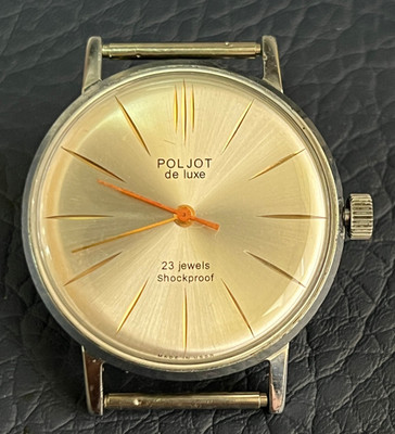 Vintage Soviet Russian Mens Watch Poljot de luxe Shockproof 23 jewels