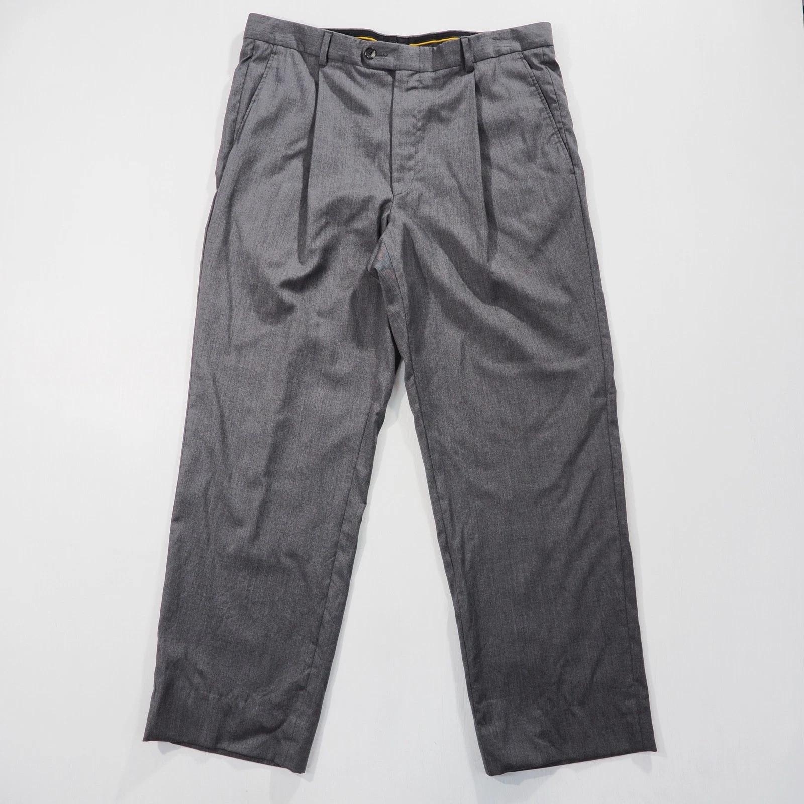 Hickey Freeman Trousers Men 34 Gray Loro Piana Pleated Traveler Rain System Pant