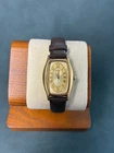 Vintage Seiko Quartz Women’s Gold Tone Tank Watch Leather Band Japan Tonneau