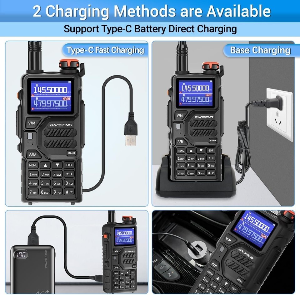 Scanner Radio Portatile Baofeng AR-5RM, Doppia Banda VHF/UHF FM, 999 Canali, Batteria Inclusa, Per Vigili Del Fuoco, EMS, Ham