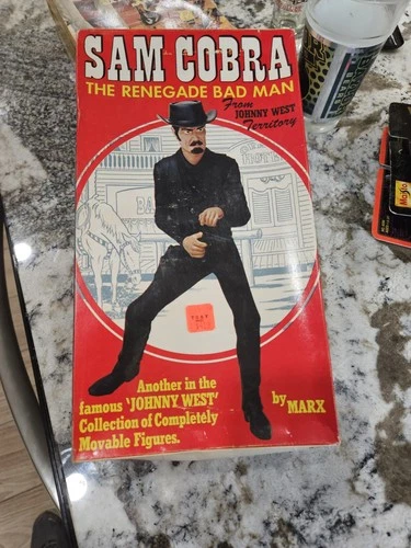 Vintage MARX Johnny West BOTW Sam Cobra w/ Original Red Box and Instructions
