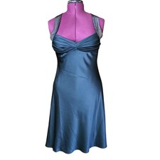 Calvin Klein Satin Slip Dress Sweetheart Neckline Sparkle Sexy Size 12P Sequin