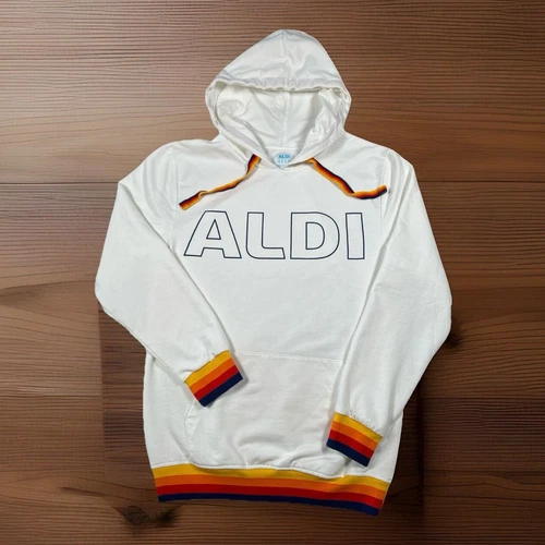 VETEMENTS Felpa con cappuccio ALDI donna taglia small arcobaleno coulisse tasche pullover nuova