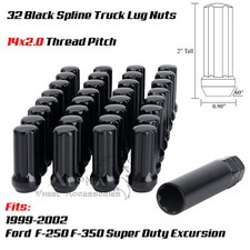 32 tuercas estriadas negras 14x2,0 para Ford F-250 F-350 Excursion 1999-2002 + llave
