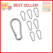 8 Pcs Benvo Carabiner Clips Spring-Snap Hook, Stainless Steel, 170LB Capacity