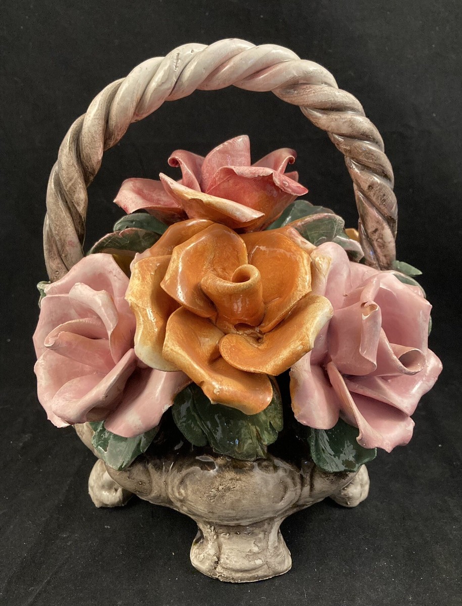 NUOVA CAPODIMONTE 9” Flower Basket | eBay