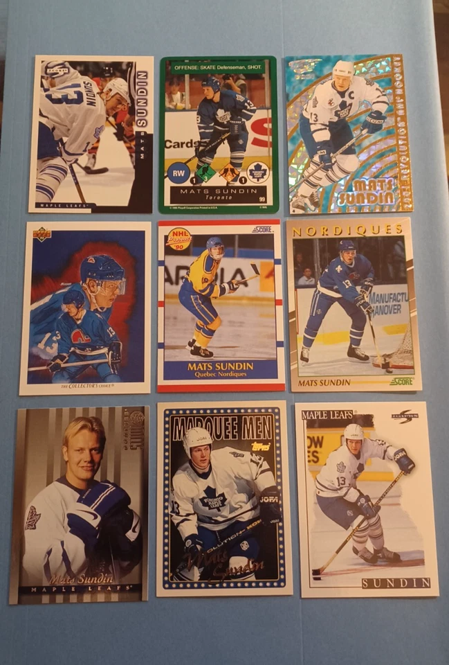 MATS SUNDIN 9 Card Lot RC Rookie Card Donruss Maple Leafs Nordiques NHL Hockey - Image 2 of 4