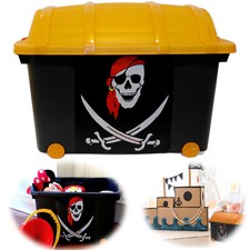 Spielzeugkiste Piratenbox 57L Pirat Truhe Schatzkiste Rollbox Box Spielzeugbox