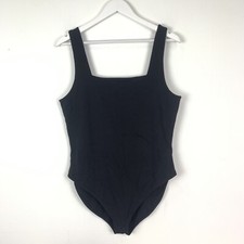 Old Navy Womens XL Seamless Bodysuit Square Neckline Solid Black NWT