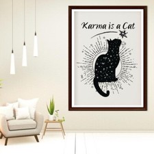 Karma is a Cat art poster canvas wall art home decor