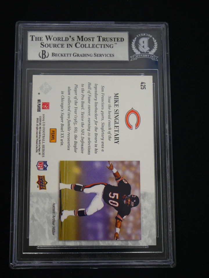 MIKE SINGLETARY 2009 UPPER DECK HEROES #425 SIGNED BAS AUTHENTIC AUTO BEARS - Image 2 of 2