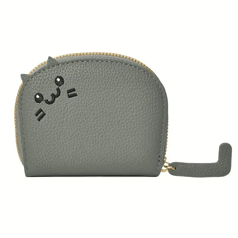 Zip Cute Cartoon Cat shaped design Wallet Multi-card slots Holder Faux Leather - Picture 1 of 4