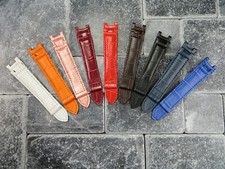 New 20mm Leather Deployment Strap CARTIER PASHA Watch Band Red Blue Black Brown