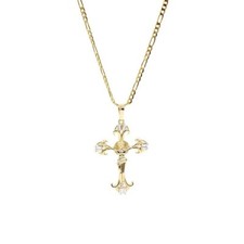 18k Layered Real Gold Filled Chain with Cross Charm 24"