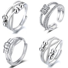 Anxiety Relief Stress Fidget Ball Rotatable Ring Meditation Rings Party Jewelry