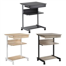 Scrivania per Computer Tavolo Porta PC Moderno Scrittoio con Ruote da Ufficio