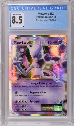 2016 Evolutions #52/108 Mewtwo EX CGC 8.5