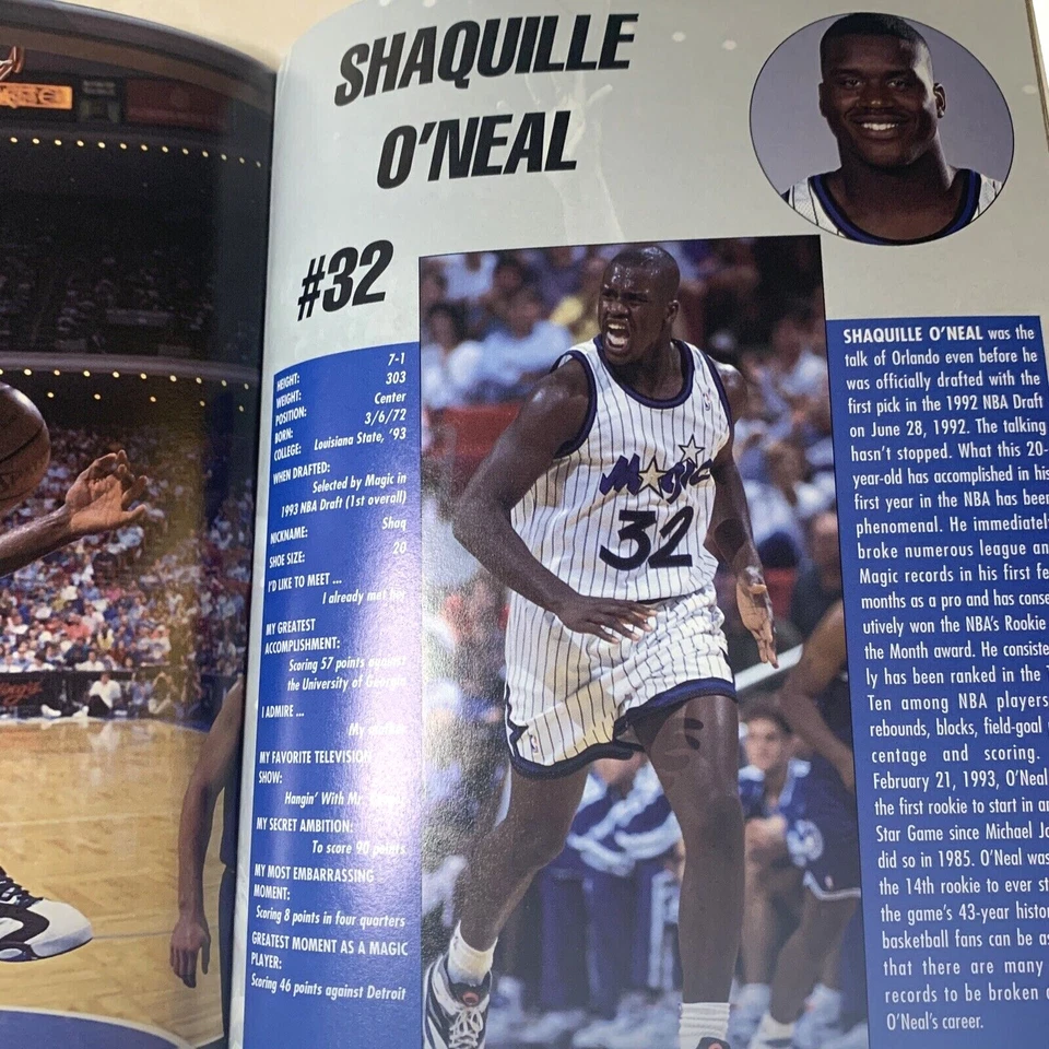 Anuario Orlando Magic Team Shaquille O’Neal Nick Anderson 1992-1993 NBA Foto 4 de 4