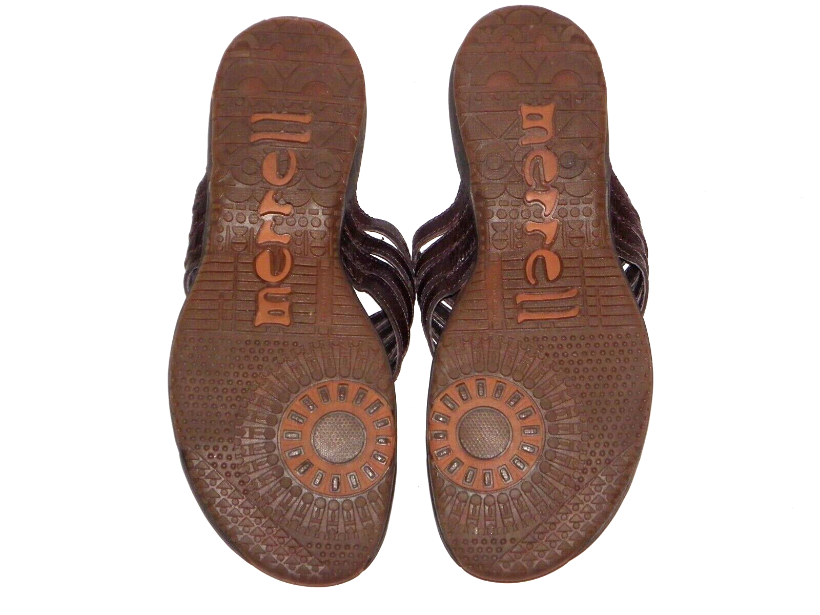 SANDALI DONNA MERRELL PELLE MOGANO SLID ON TG:10 SUPER BELLI!!!