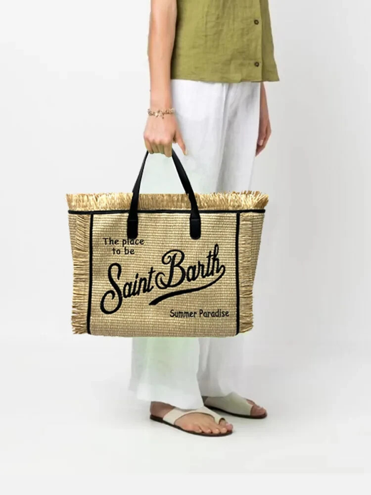 Borsa large estiva mare saint barth canapa nappe fatta a mano 40cmx32cmx20cm
