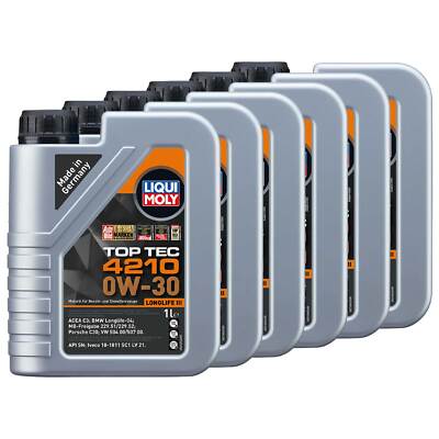 Motoröl Top Tec 4210 0W-30 LIQUI MOLY 6X 1 Liter für Skoda Volvo VW Smart Subaru