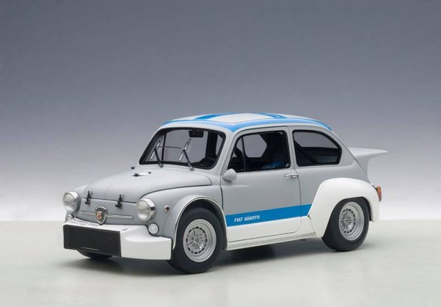 FIAT ABARTH 1000 TCR MATTE GRAY BLUE STRIPES 1:18 by AUTOART