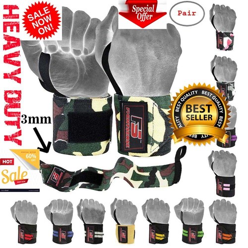 CROSSFIT Gym WEIGHT LIFTING Wrist Wraps LIFTING STRAPS for POWER LIFTING Support - Afbeelding 97 van 156
