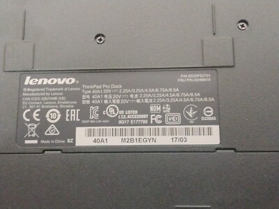 Lenovo ThinkPad Pro Dock 40A1 (SD20F82751) Con Chiave - Usato Ma Funzionante