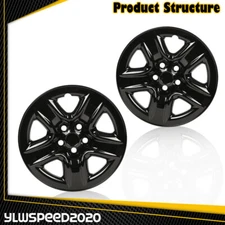 Fit For 2006-12 Toyota RAV4 17" Black Wheel Hub Caps Full Rim Skin Covers 2PCS
