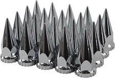 33mm Lug Nut Covers Chrome Thread-on Spiked ABS Plastic 20 Pack For Semi Truck