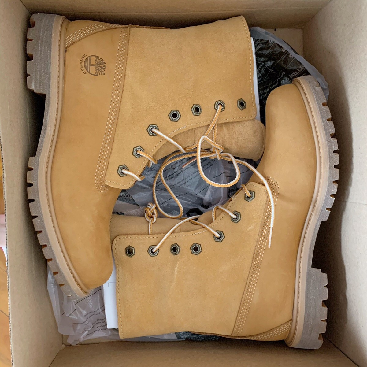 TIMBERLAND FLEECE FOLD DOWN WHEAT NUBUCK BOOTS Sz 7 | eBay display picture 2