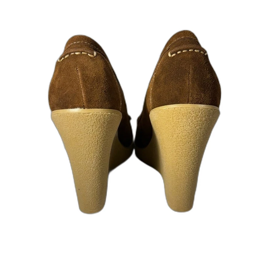 Kelsi Dagger 4” wedge heel brown suede penny loafer size 10 NWOT - Image 3 of 4